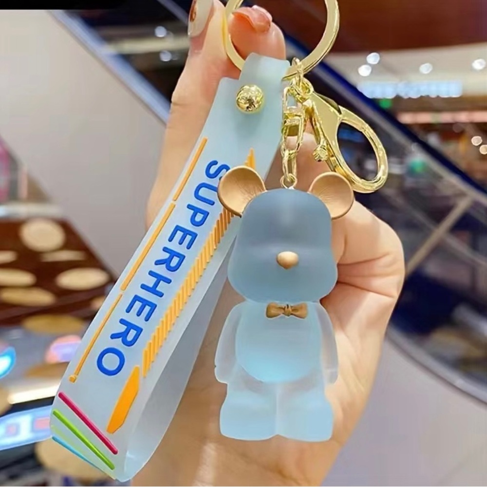 Bear Acrylic Transparent Keychain…Color: Blue